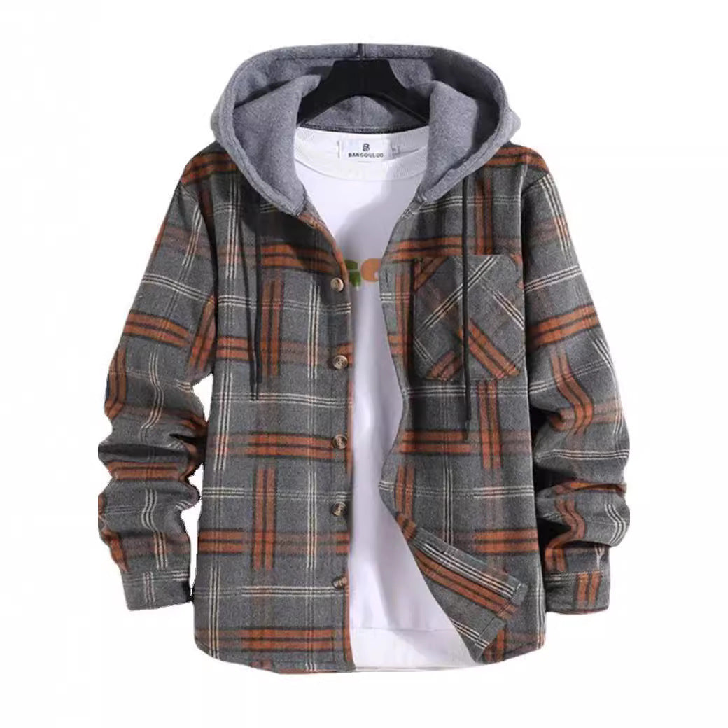 Plaid Printed Long-sleeved Shirt Autumn Trendy Cardigan Casual Shirt