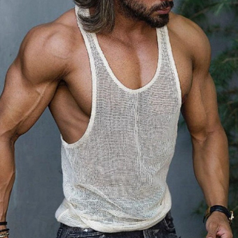 Summer New Style White Bottoming Sweater Loose Fitness Sports Vest