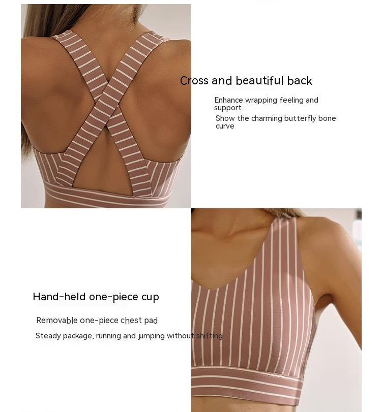 Striped Sports Fitness Vest With Chest Pad Beauty Back High Elastic Quick-drying Yoga Bra