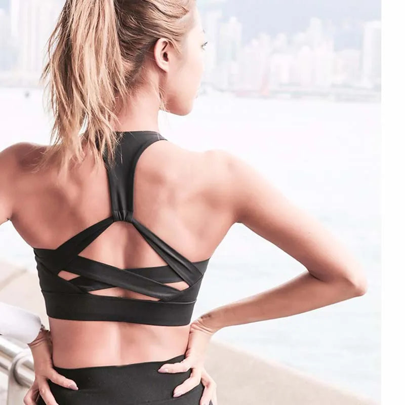 Strap Push Up Sports Bra for Women Gym Running Yoga Top Bra Athletic Vest Hollow Out Sportswear Underwear