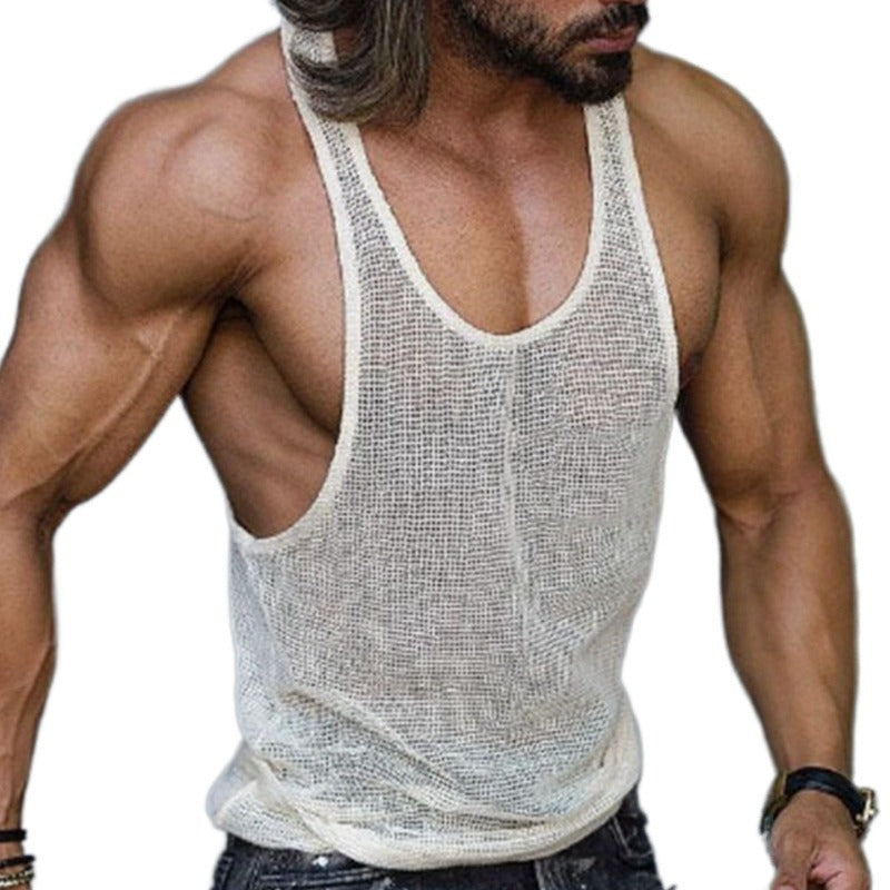 Summer New Style White Bottoming Sweater Loose Fitness Sports Vest