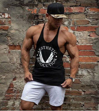 Personality Trend Sports Sleeveless T-shirt Vest Loose Outer Wear Wide Shoulder Fitness